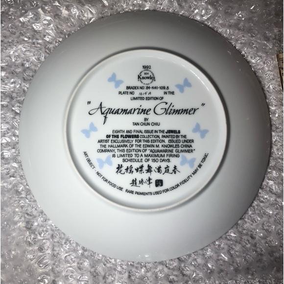 Jewels of the Flowers Complete Set 8 Porcelain w/ Platinum Rim by E. Knowles - Picture 14 of 17